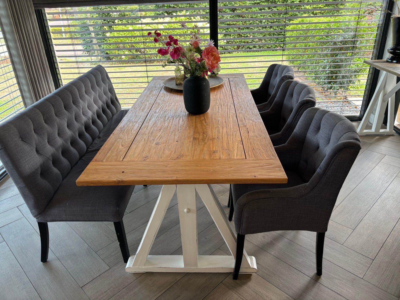 Te koop: 3 eethoek stoelen en 1 eethoek bank., Ophalen, Gebruikt, Landelijk, Minder dan 4 stoelen