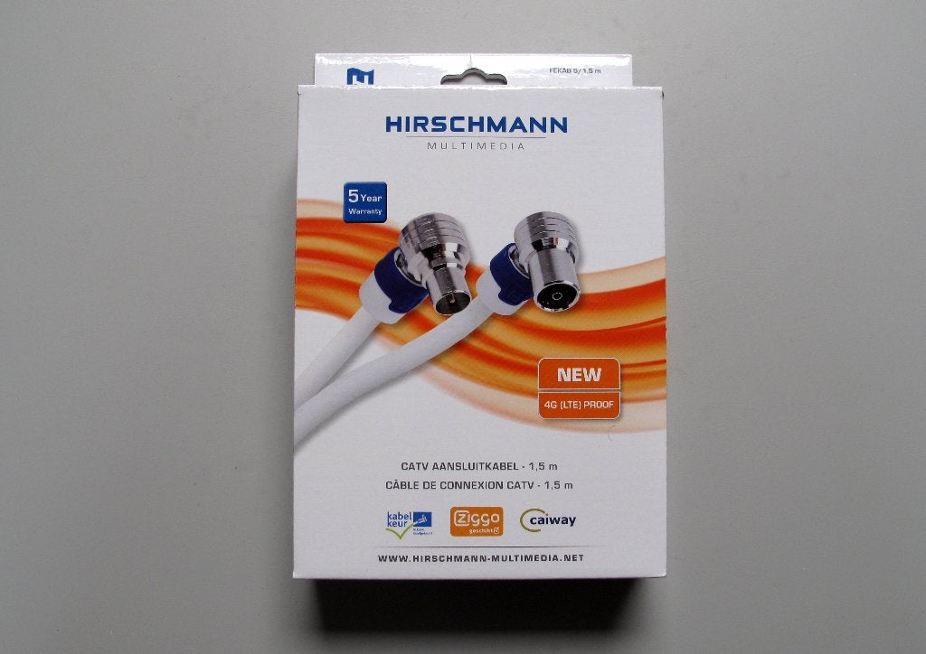 Hirschmann FEKAB 5 Coaxkabel Male-Female (IEC) 1,50m NIEUW, Ophalen of Verzenden, Nieuw, Minder dan 2 meter, Coaxiale kabel