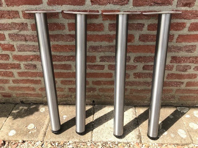 RVS tafelpoten verstelbaar 4 st., Ophalen, Minder dan 50 cm, Gebruikt, 50 tot 100 cm