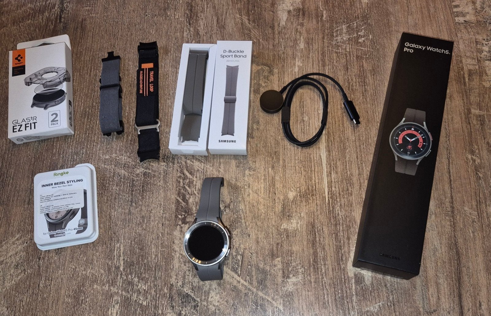 Samsung Galaxy Watch 5 Pro LTE Titanium met Accessoires, Conditie, Samsung ⌚️, Ophalen of Verzenden, Zo goed als nieuw