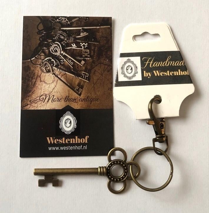 Antiek sleutelhanger bloem metaal brons, Verzenden, Nieuw, Overige typen