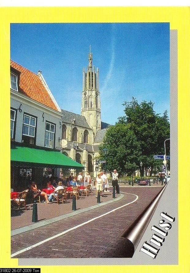 Ansichtkaart 	Hulst	Kerk, Verzamelen, Verzenden, 1960 tot 1980, Gelopen, Zeeland
