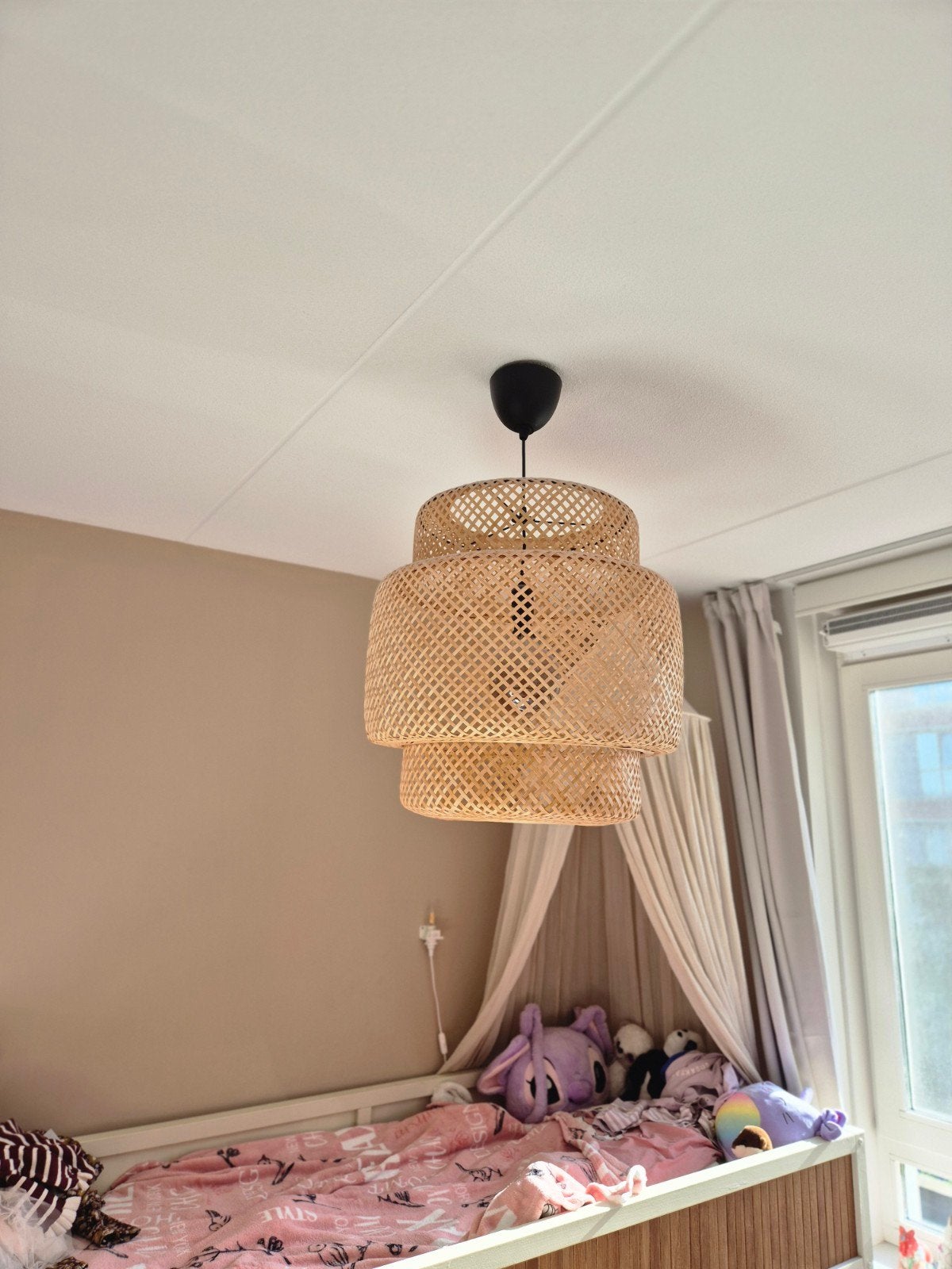 Ikea Sinnerlig bamboe hanglamp 50cm, Ophalen, Bohemian, Scandinavisch, Natuurlijk materiaal, E27 (groot)