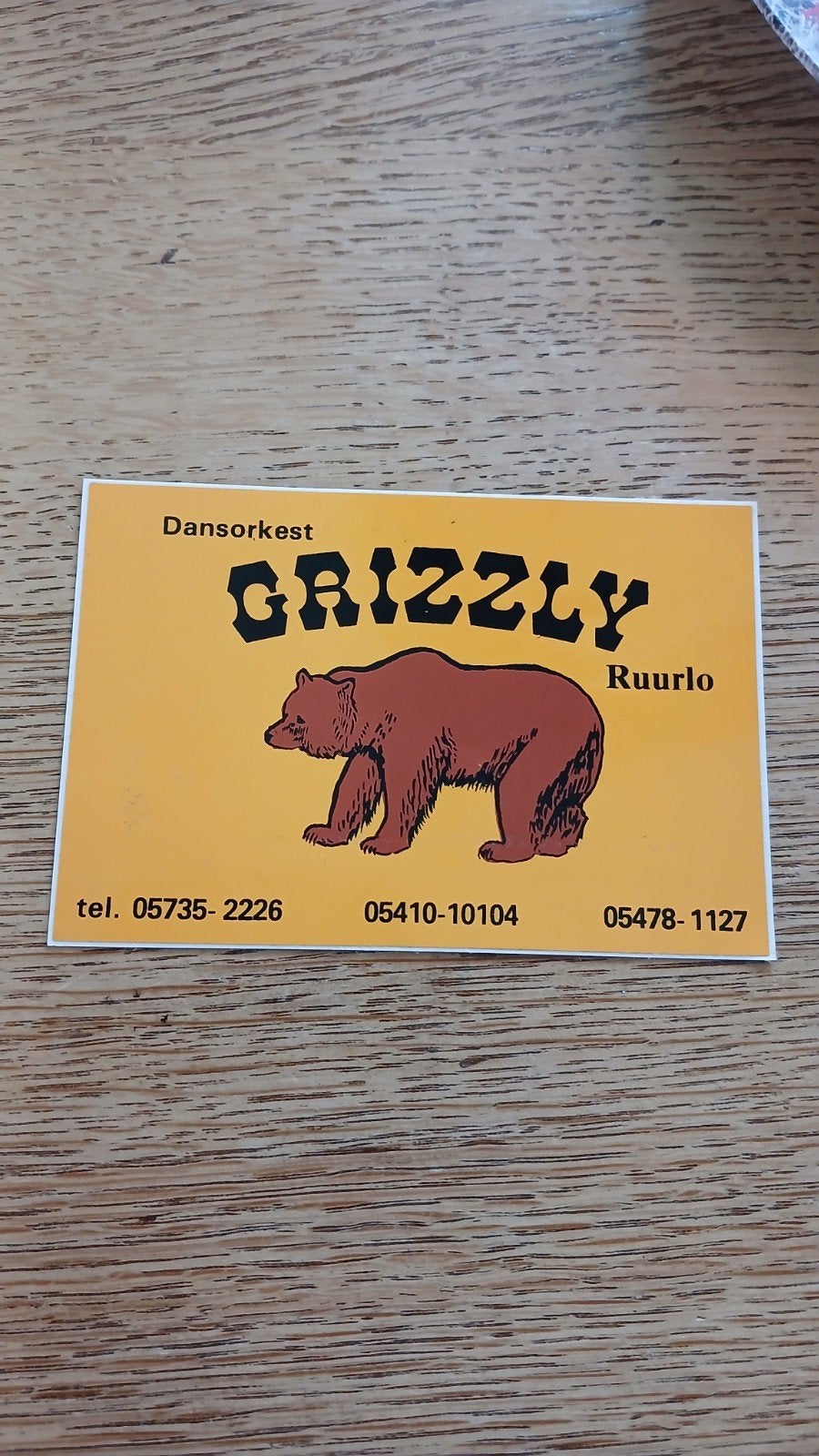 Sticker dansorkest GRIZZLY, Ruurlo Vorden e.o., Ophalen of Verzenden, Zo goed als nieuw