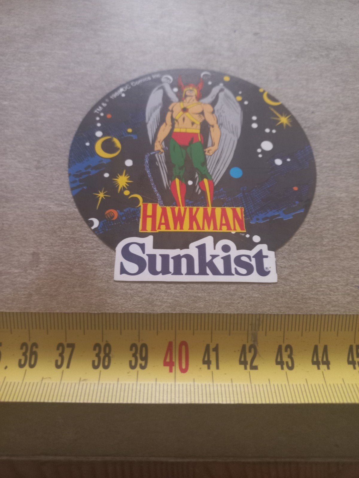 Vintage Sunkist Hawman Sticker - DC Comics, Verzamelen, Ophalen of Verzenden, Gebruikt