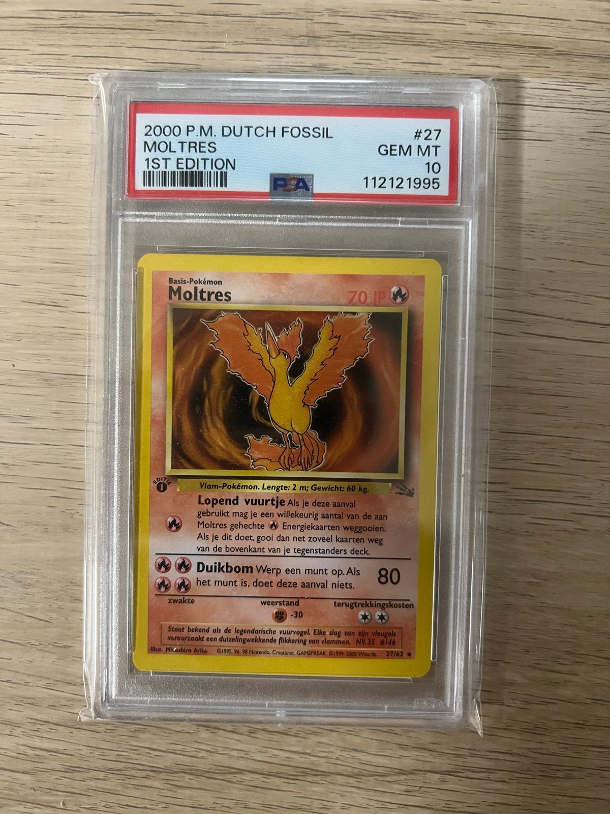 Moltres 27/62 - Nederlands - 1st Ed. - Fossil - PSA 10, Ophalen of Verzenden, Zo goed als nieuw, Losse kaart