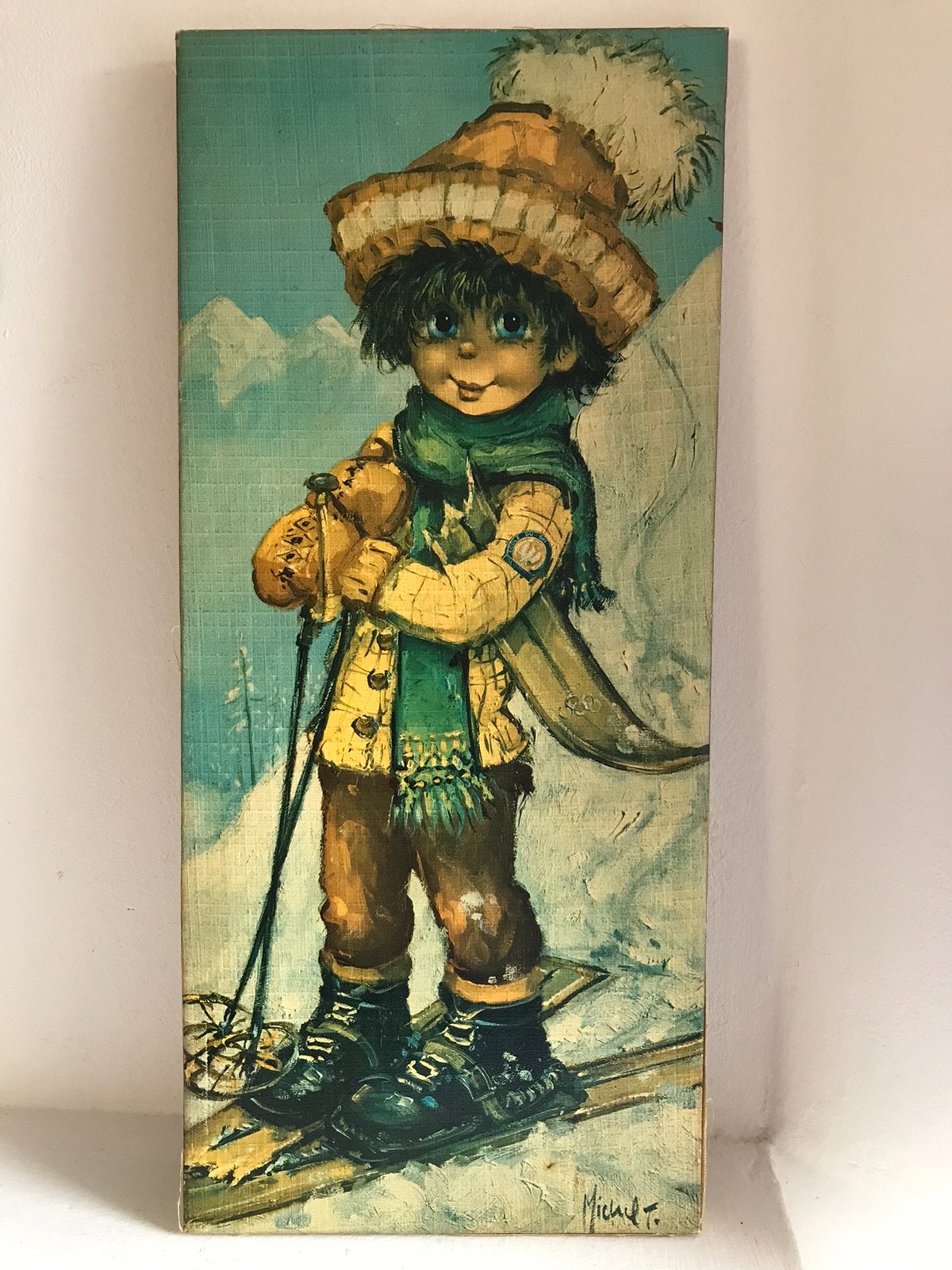 Vintage schilderij Big Eyes / Michel Thomas, Ophalen of Verzenden, Huis en Inrichting