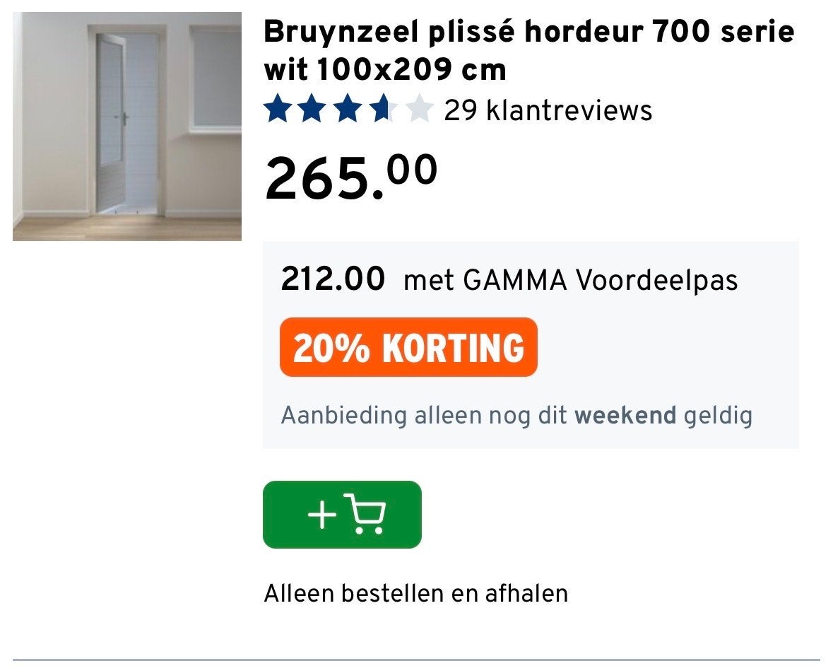Bruynzeel Plissé Hordeur 700 Serie Wit 100x209 cm, nieuw, Ophalen, Kunststof, 80 tot 100 cm, Hordeur
