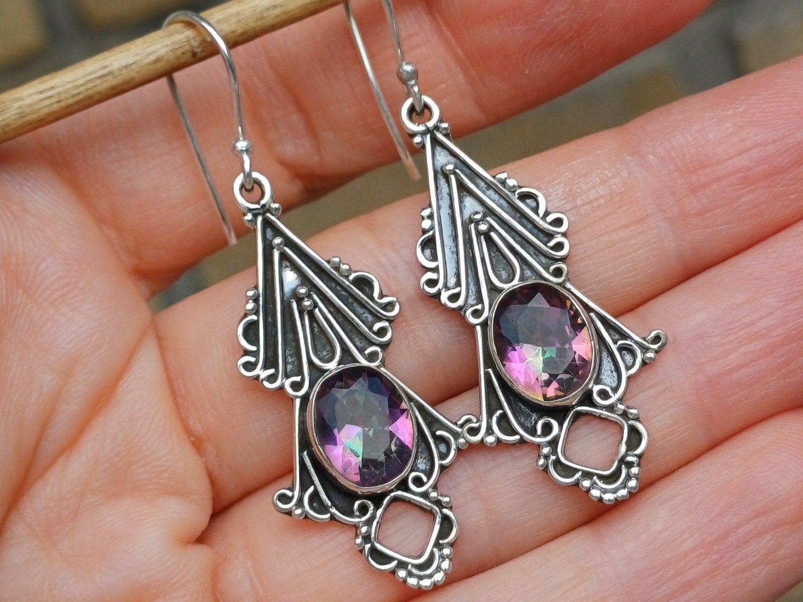 Vanoli 925 zilveren oorbellen met mystiek topaas, Daiva1973@hotmail.com, Hangers, Vanoli, Overige kleuren