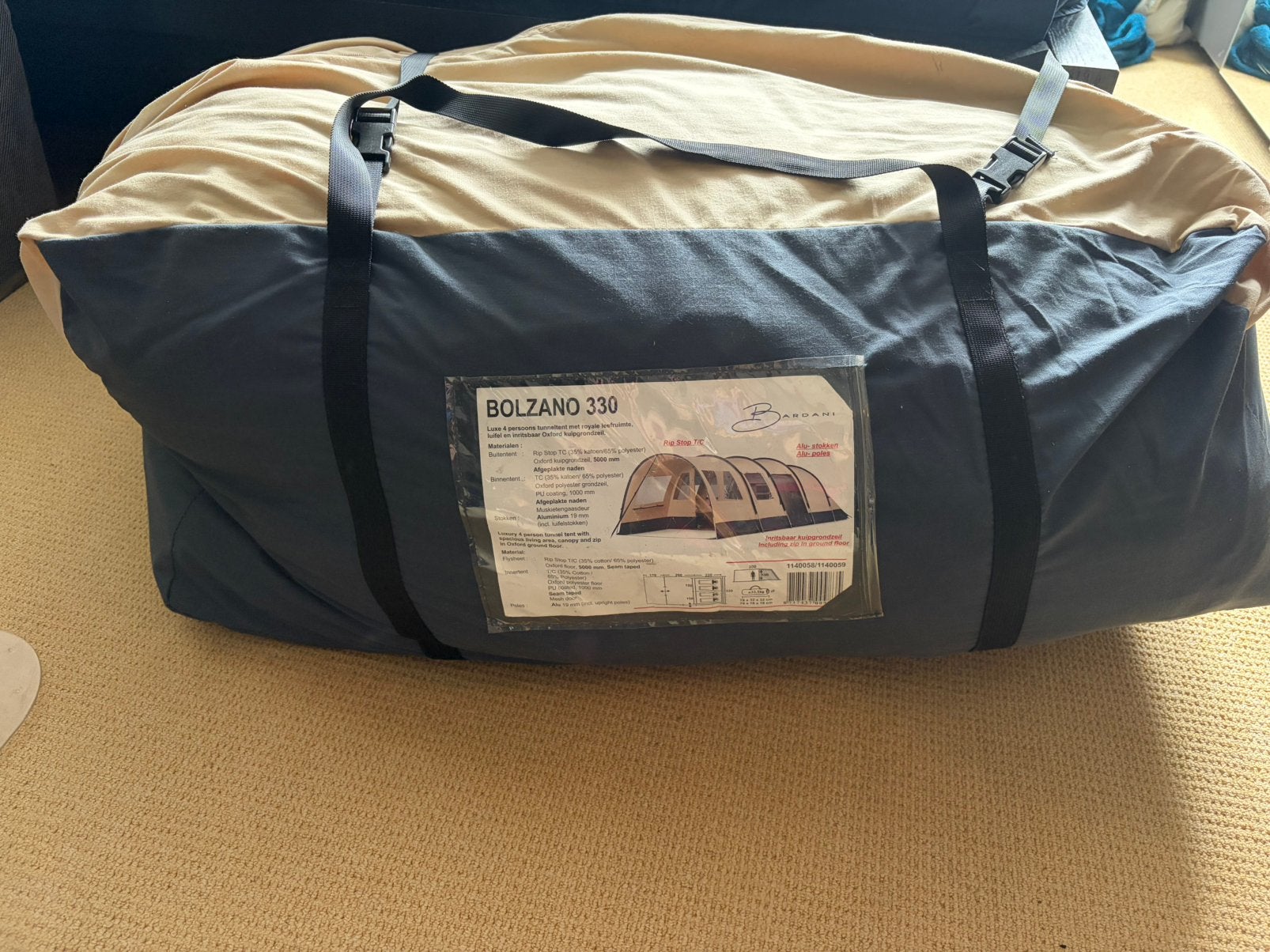 Super fijne 4 persoons tent, Bardani Bolzano 330, Ophalen, Gebruikt, Tot en met 4
