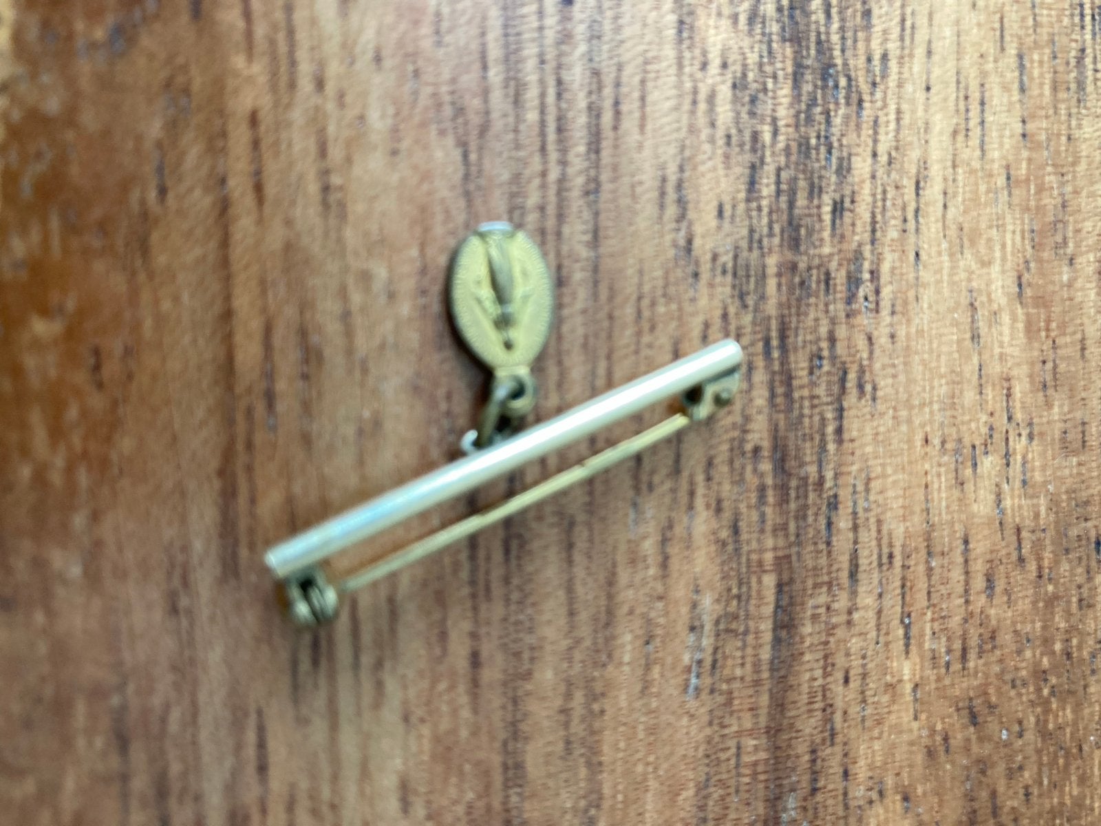 Vintage Goudkleurige Broche met Maria Medaille, Overige materialen, Gebruikt, Verzenden, Minder dan 4 cm