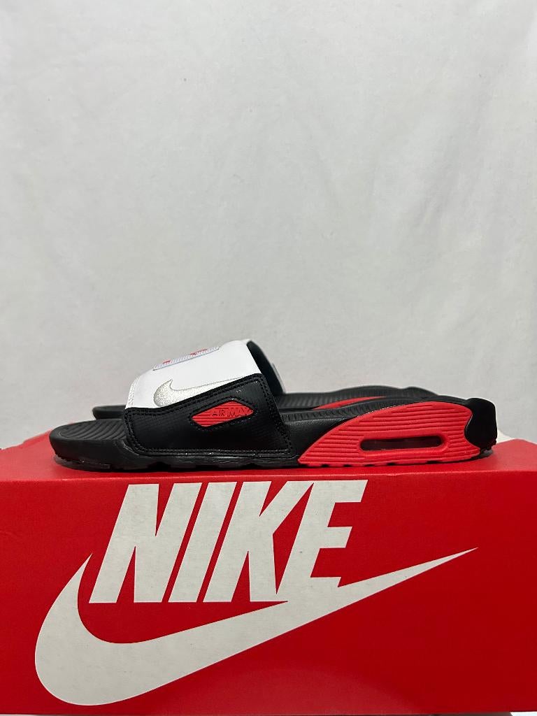 BIJNA NIEUW + DOOS Maat 44 - Nike Air Max 90 Slide Black Red