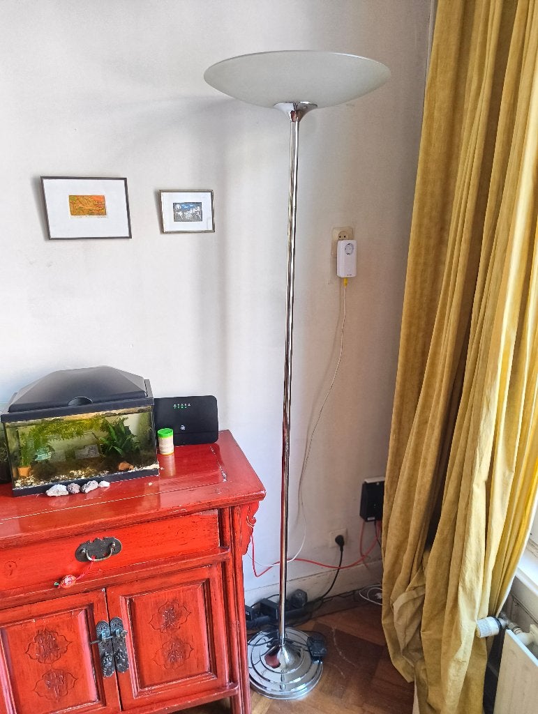 Vintage stalamp - Metaal en glas, Huis en Inrichting, Ophalen, Gebruikt, Vintage, Glas