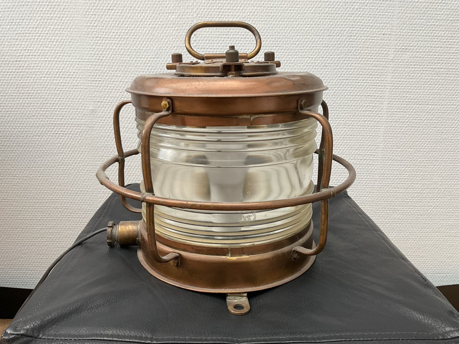Antieke koperen scheepslamp / ankerlicht, Antiek en Kunst, Ophalen