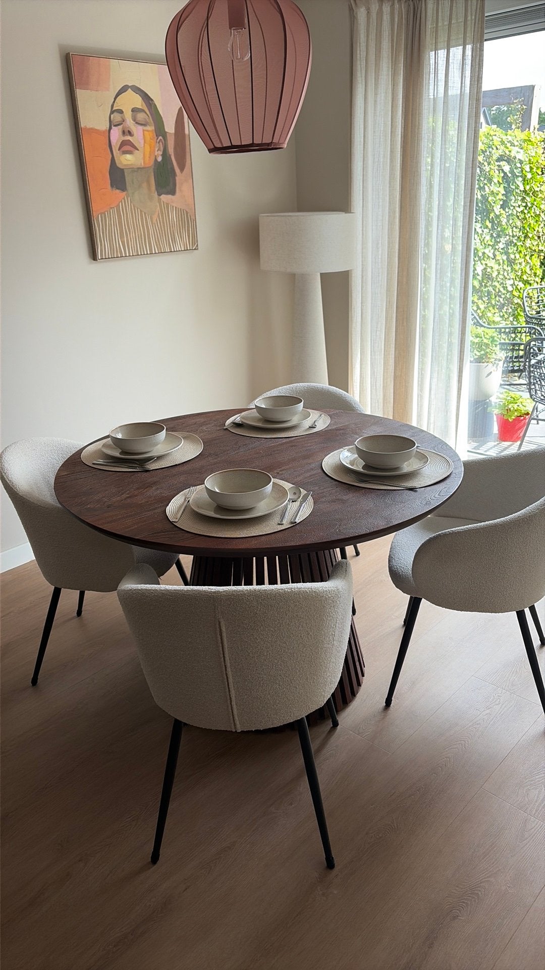 Eettafel met 4 stoelen, Ophalen, Gebruikt, Rond, 100 tot 150 cm