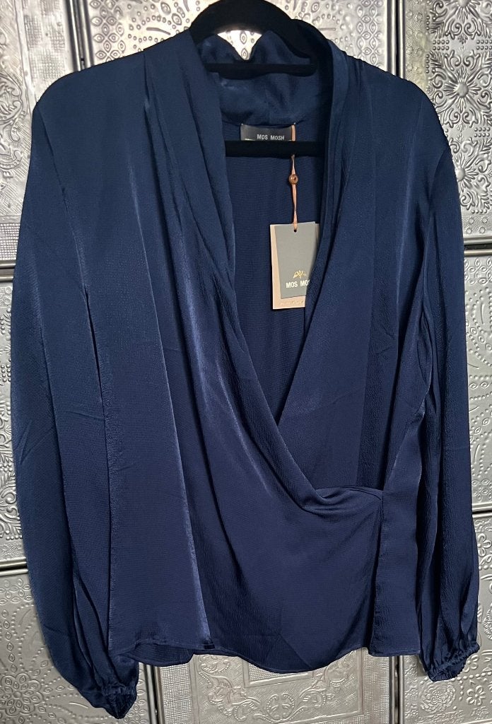 Mos Mosh. Prachtige blauwe overslagblouse. Mt L. Nieuw!!!, MOS MOSH, Blauw, Maat 42/44 (L), Nieuw