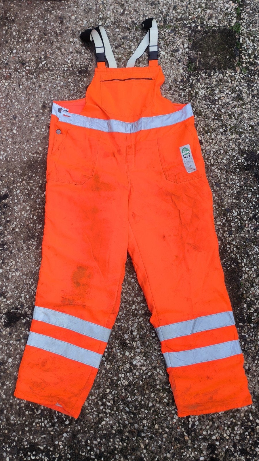 Zaagbroek en zaagjas klasse 1 en II - Oranje veiligheidskled, Ophalen of Verzenden, Gebruikt, Dames, Jas