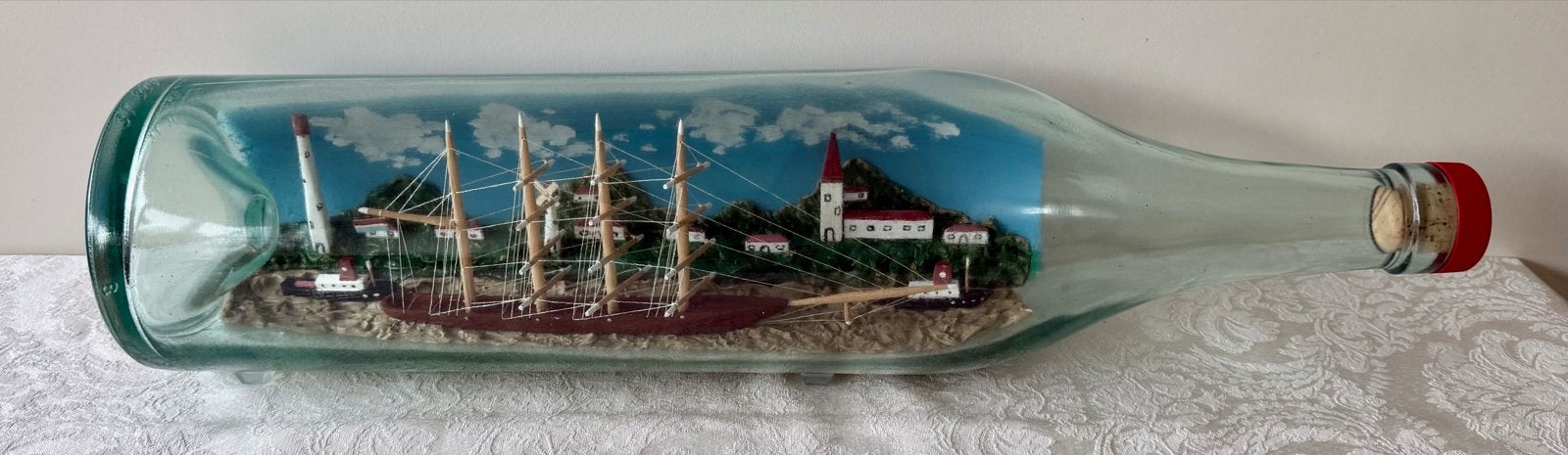 Gedetailleerd Scheepje in Fles - Handgemaakt Kunstwerk, Ophalen of Verzenden, Zo goed als nieuw