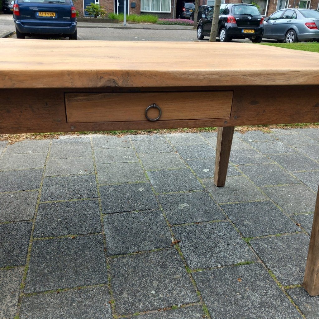 Grote eettafel 219x99x78 ONBEHANDELD, Ophalen, Gebruikt, 200 cm of meer, 50 tot 100 cm