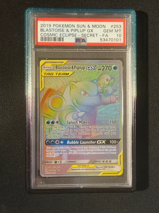 Blastoise & Piplup GX #253 | PSA 10 | Cosmic Eclipse