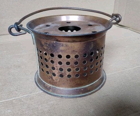 Antiek Koperen Theelicht / Rechaud met Geperforeerd Patroon, Ophalen of Verzenden, Koper