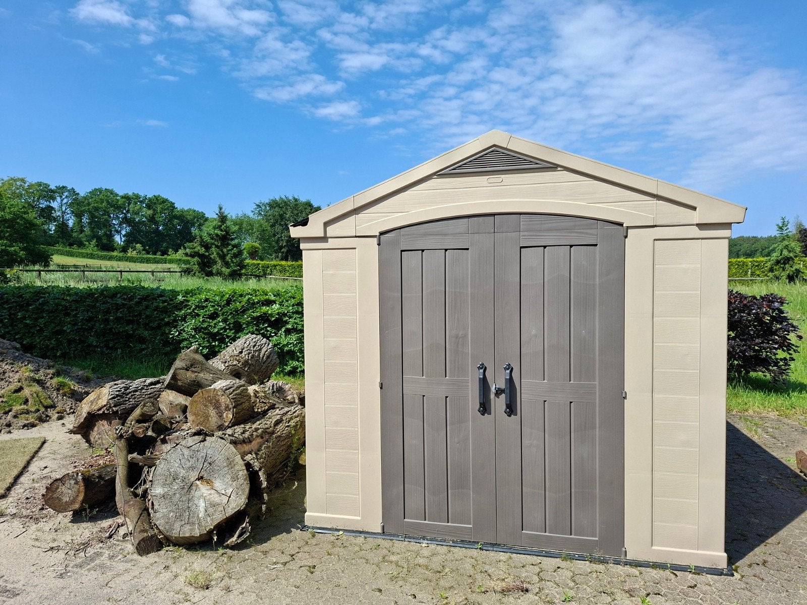Keter tuinhuis factor 8x11, Tuin en Terras, Kunststof, Minder dan 200 cm, 1 raam, Ophalen
