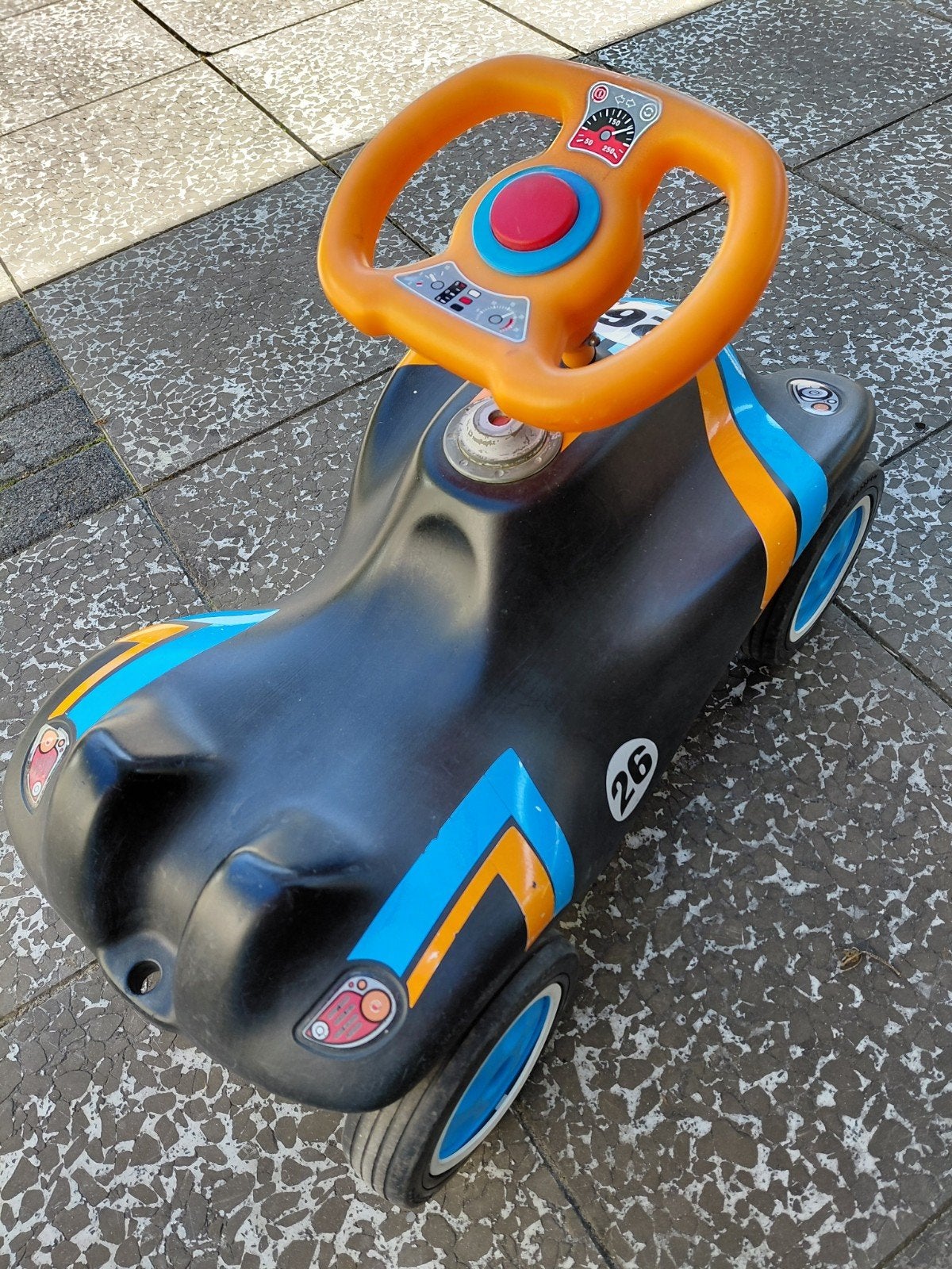 Loopauto Big Bobby Car Classic Zwart/Oranje/Blauw, Ophalen of Verzenden, Gebruikt, Loopvoertuig