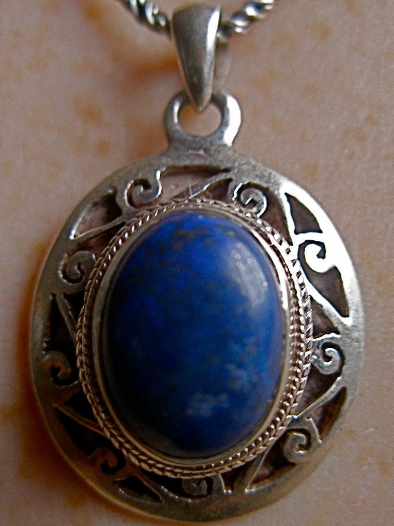 Zilveren 925 zilver kettinghanger donker blauwe lapis lazuli, Nieuw, Met edelsteen, Zilver, Verzenden