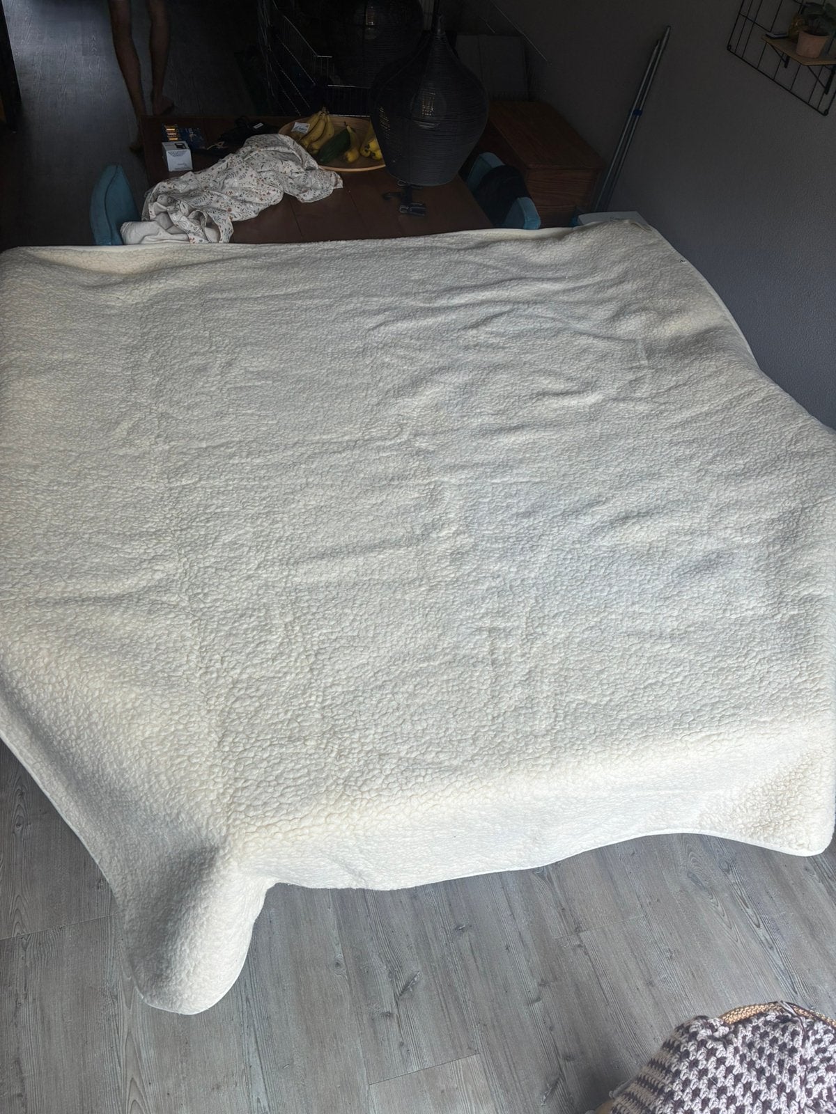 Schapenwollen deken, Ophalen, 190 cm, Wit, 200 cm