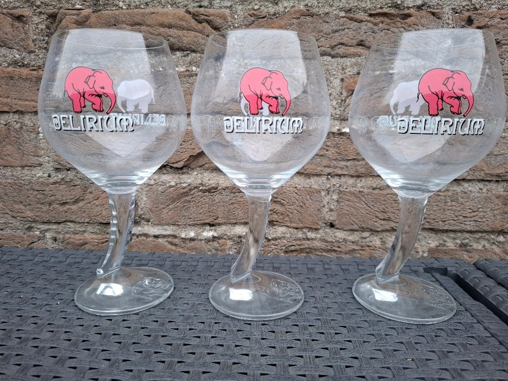 3 bierglazen Delirium (niet meer te verkrijgen), Ophalen of Verzenden, Nieuw, Glas of Glazen, Overige merken