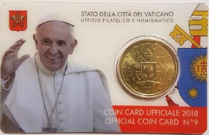 Vaticaan 2018 Coincard nummer 9 met de afbeelding van het Wa, Postzegels en Munten, Munten | Europa | Euromunten, Verzenden, Vaticaanstad