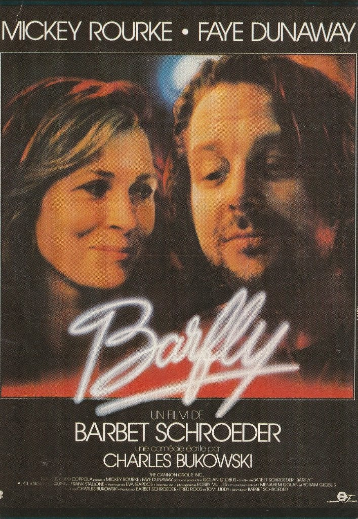 Kaart "Barfly" - Faye Dunaway & Mickey Rourke, Verzenden, 1980 tot heden, Ongelopen, Sterren en Beroemdheden
