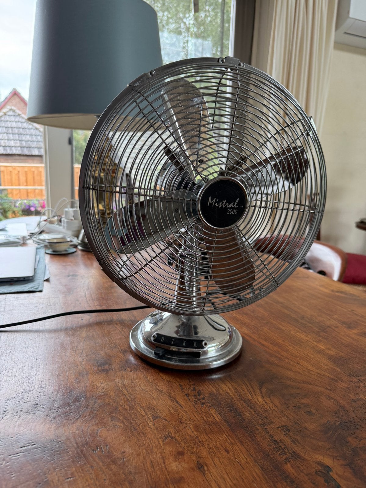 Fraaie verchroomde retro vintage fan of ventilator ..cm, Witgoed en Apparatuur, Ventilatoren, Ophalen of Verzenden, Gebruikt, Tafelventilator