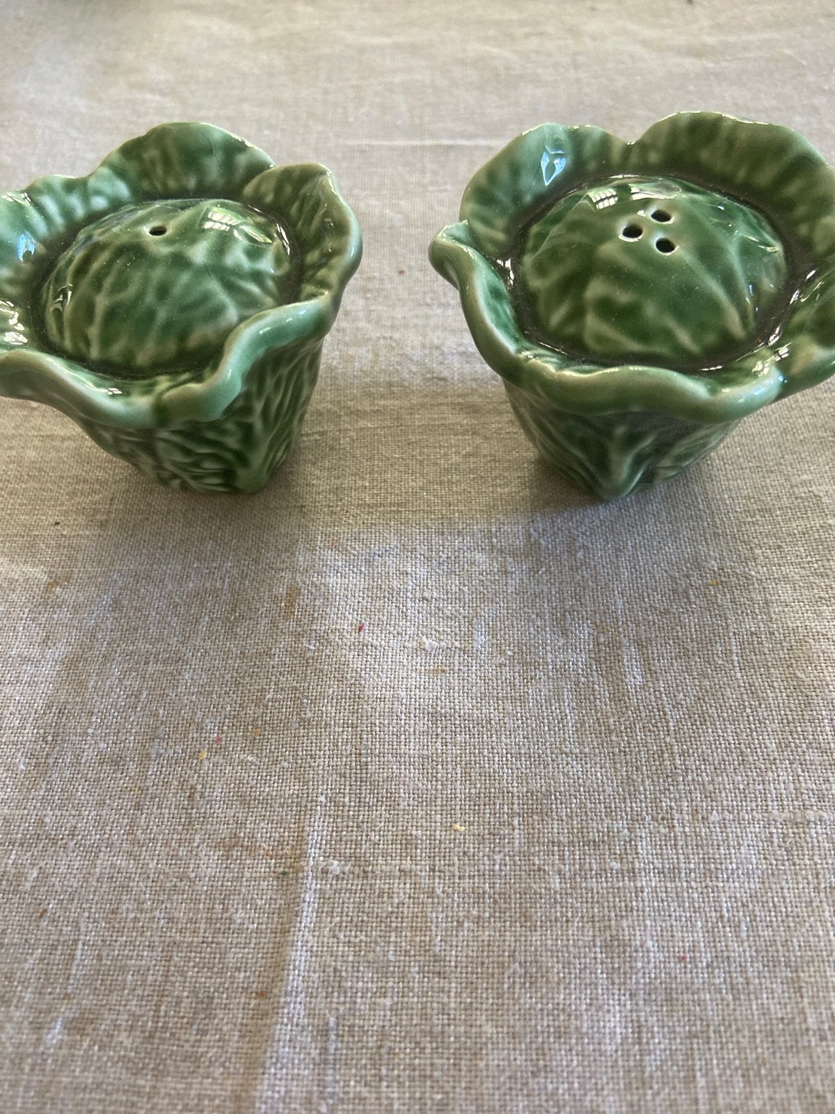 Peper- en zoutstel in kookboekstijl, Ophalen of Verzenden, Steen/keramiek, Groen, Overige typen