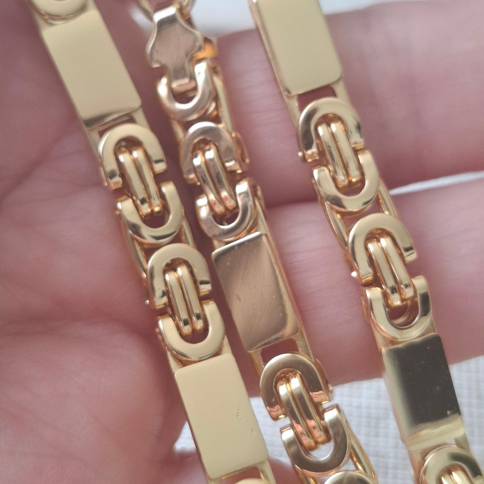 Stainless steel herenketting met armband, Sieraden, Tassen en Uiterlijk, Kettingen, Ophalen of Verzenden, Nieuw, Goud, Overige materialen
