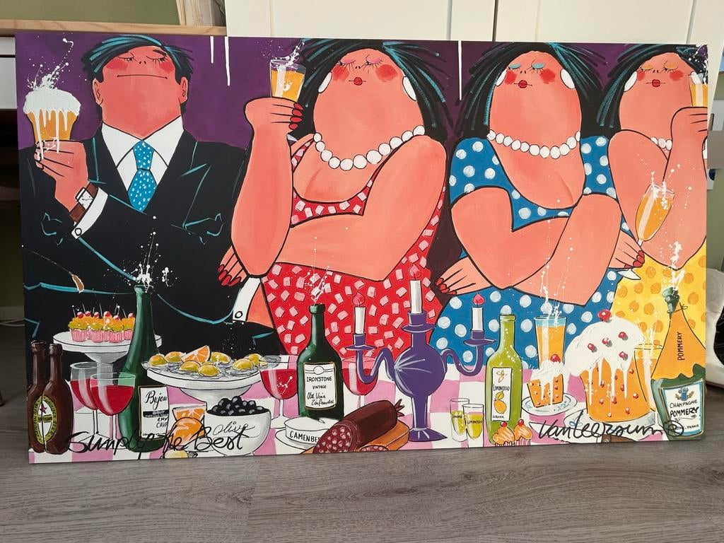 Van Leersum schilderij 'De Dikke Dames' 125x75 cm, Antiek en Kunst, Kunst | Schilderijen | Modern, Ophalen