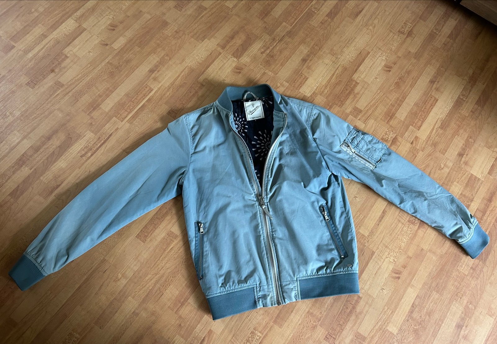 Heren bomberjack van Strangata, maat S, blauw/groen, Ophalen of Verzenden, Zo goed als nieuw, Maat 46 (S) of kleiner, Blauw
