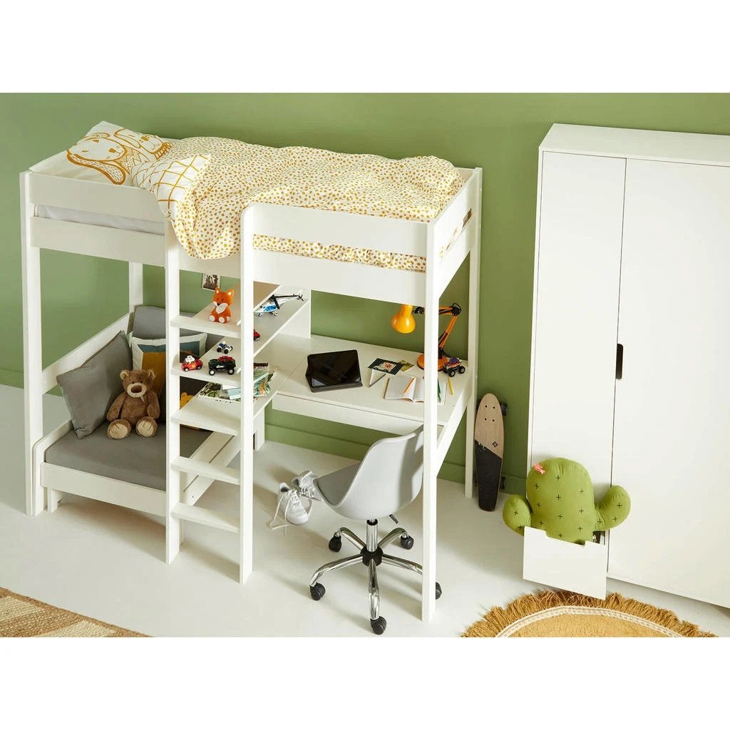 NOUS Kids  hoogslaper Robin  met slaapbank en bureau - Wit, Ophalen, Gebruikt, Eenpersoons, 160 tot 180 cm