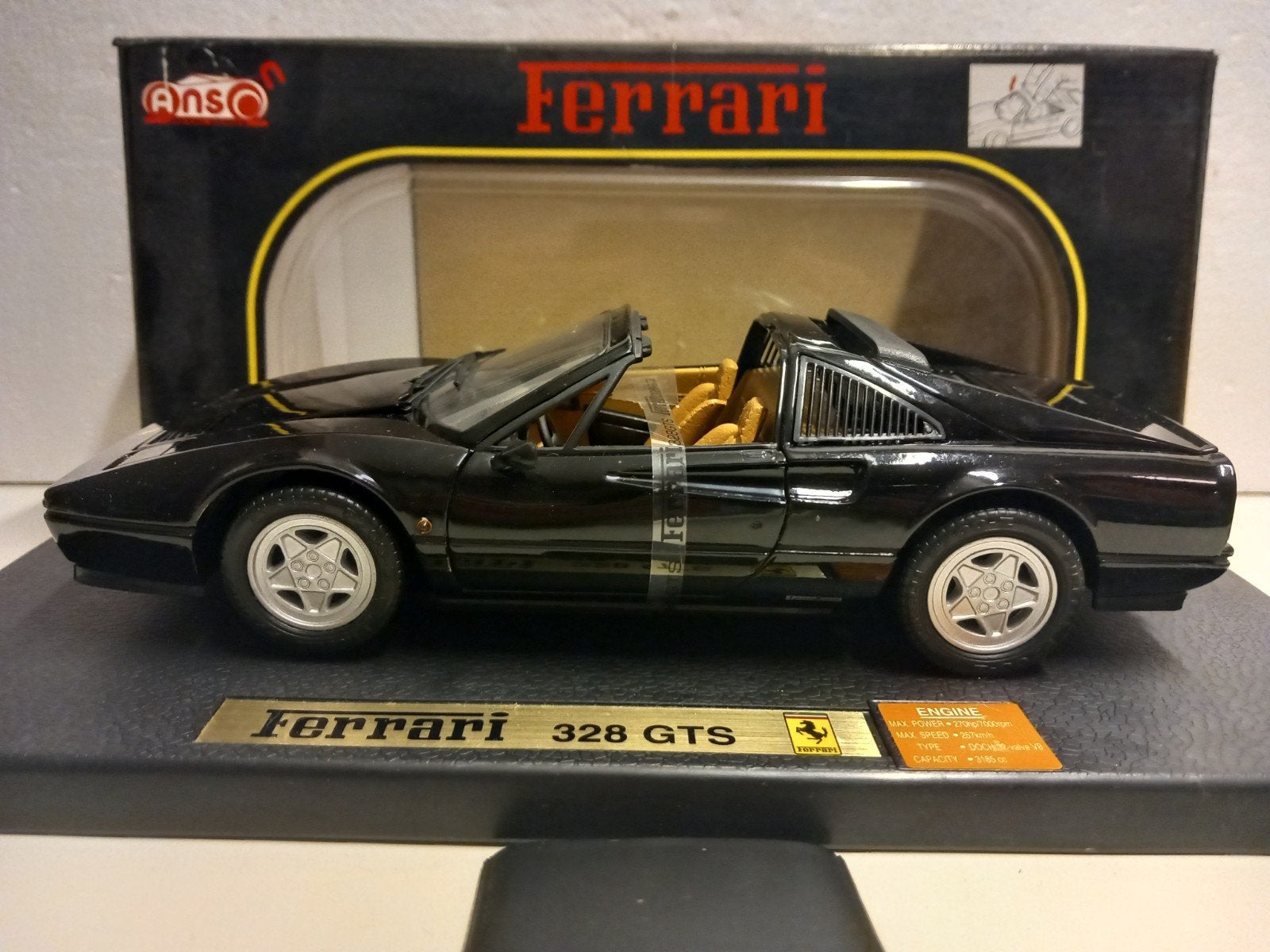 Ferrari 328 GTS zwart Anson metal 1:18 KRD, Hobby en Vrije tijd, Modelauto's | 1:18, Ophalen of Verzenden, Zo goed als nieuw, Auto