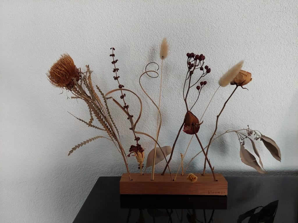 Bloomon houten standaard met droogbloemen, Ophalen of Verzenden, Zo goed als nieuw