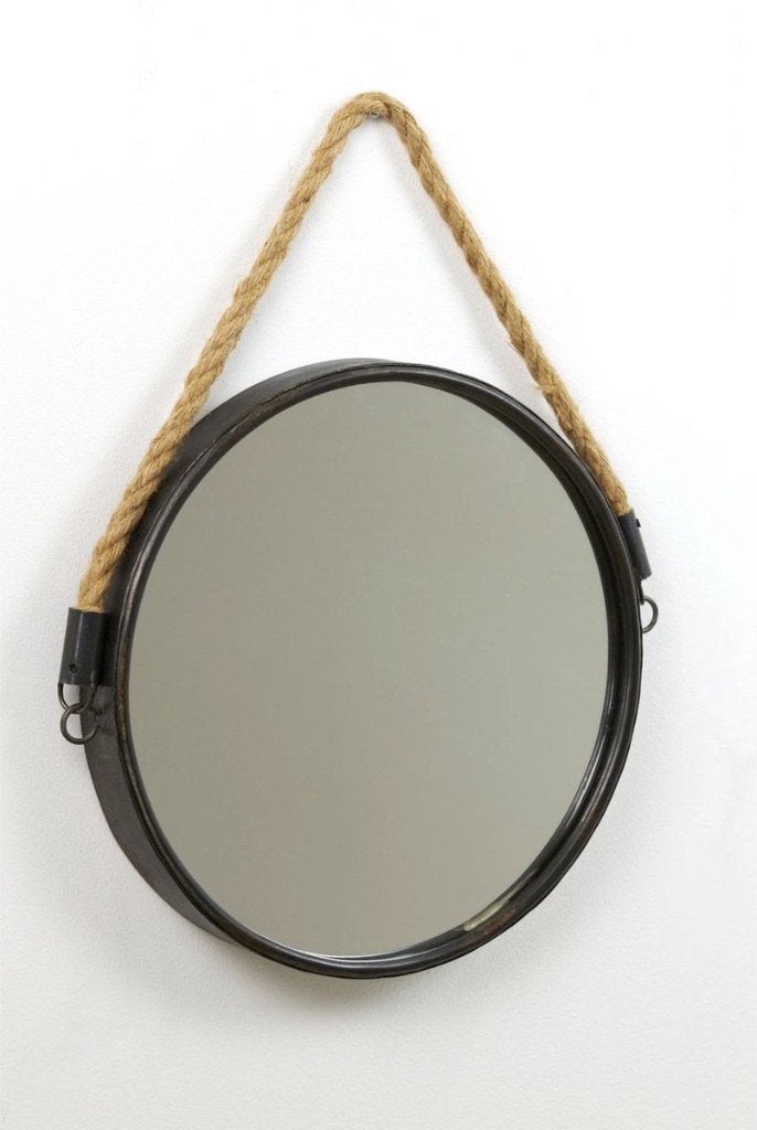 Ronde spiegel met touw, Minder dan 50 cm, Rond, Nieuw, Ophalen of Verzenden