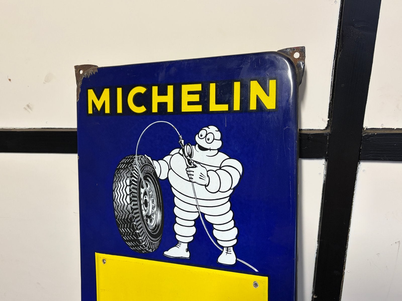 Emaille Michelin bandenspanningsbord - nette conditie, Antiek en Kunst, Ophalen of Verzenden