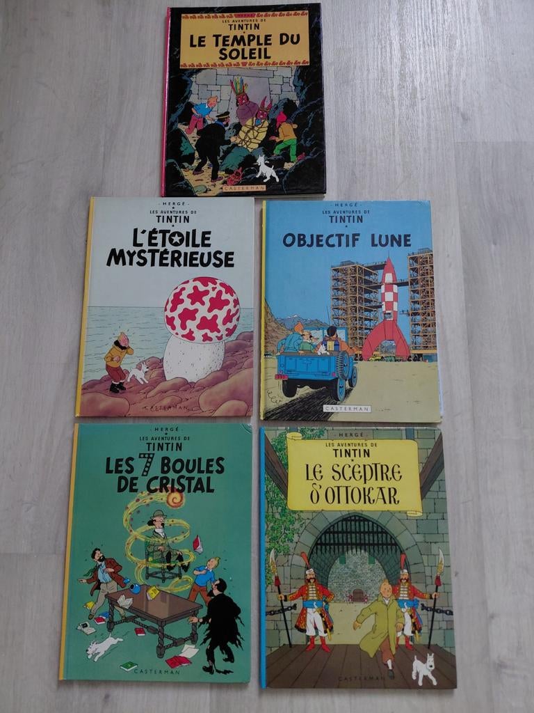 5 Kuifje stripboeken - Franse uitgave, Boeken, Meerdere stripboeken, Ophalen of Verzenden, Hergé