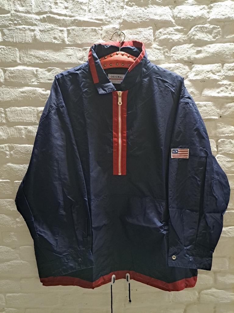 Hema Windjack Maat L - Blauw met Rood, Hema, Maat 52/54 (L), Zo goed als nieuw, Verzenden