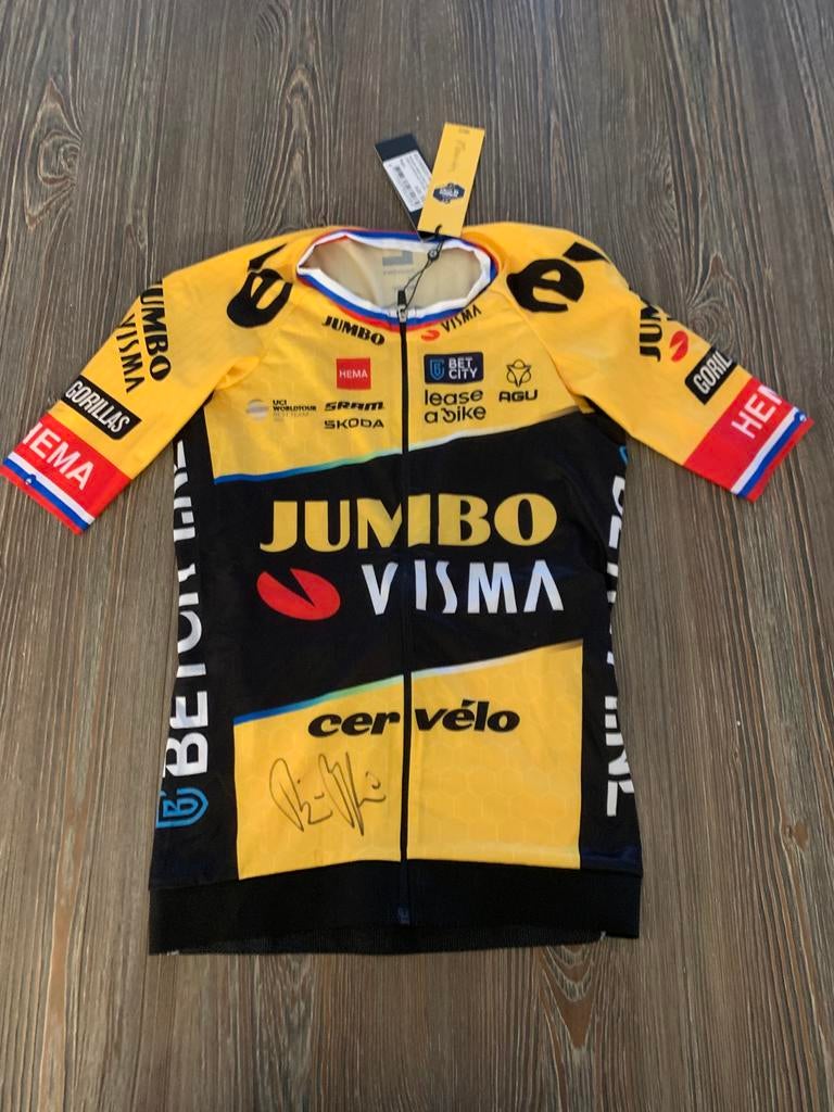 Gesigneerd Wielershirt Primoz Roglic - Jumbo Visma - Nieuw X, Geel, Nieuw, Ophalen of Verzenden, Hardlopen of Fietsen