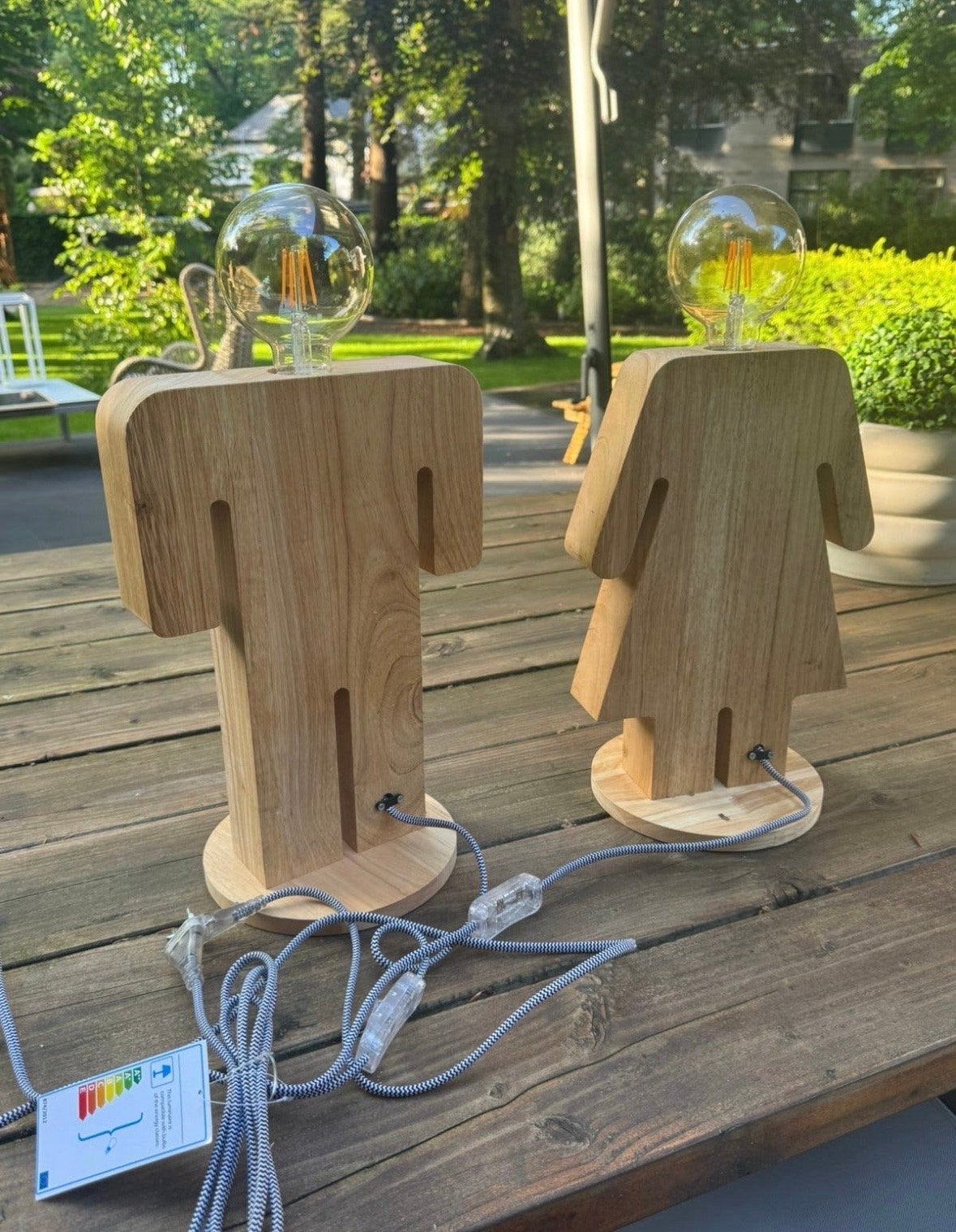 ETH Adam XL Wood Tafellamp Adam en Eve, Ophalen, Overige merken, E27 (groot), Inclusief lichtbron