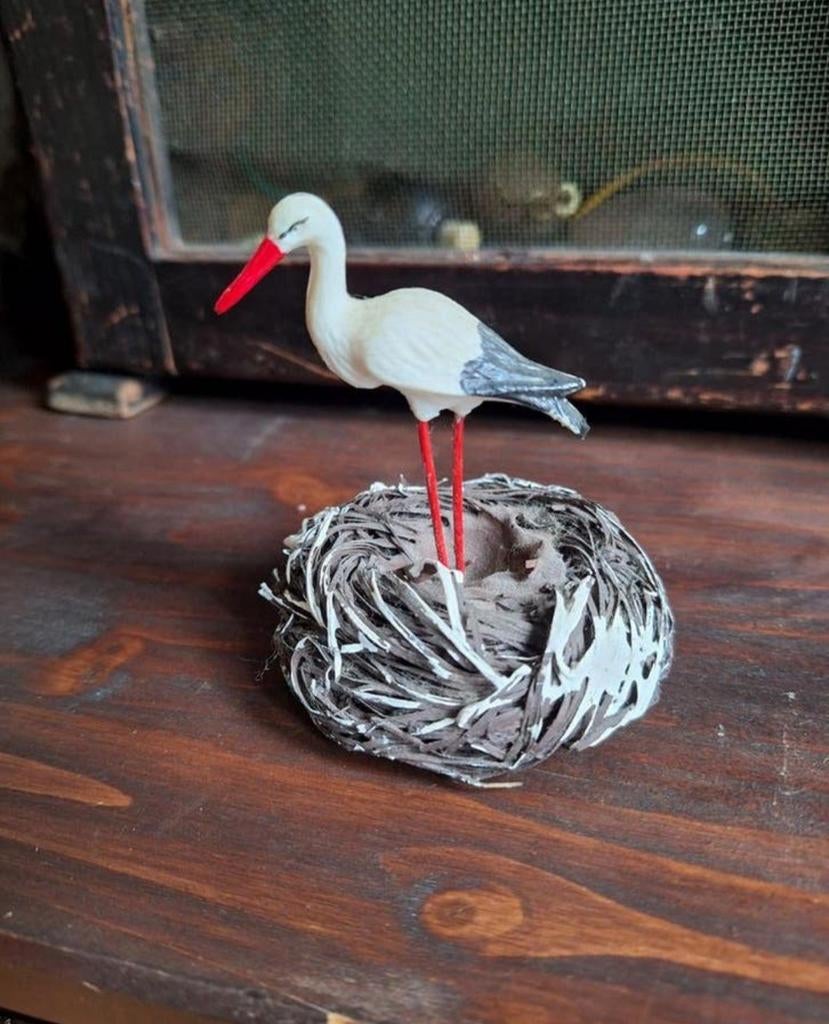 Oud Ooievaar Beeldje/Miniatuur Ooievaar/Beeld, Antiek en Kunst, Ophalen of Verzenden