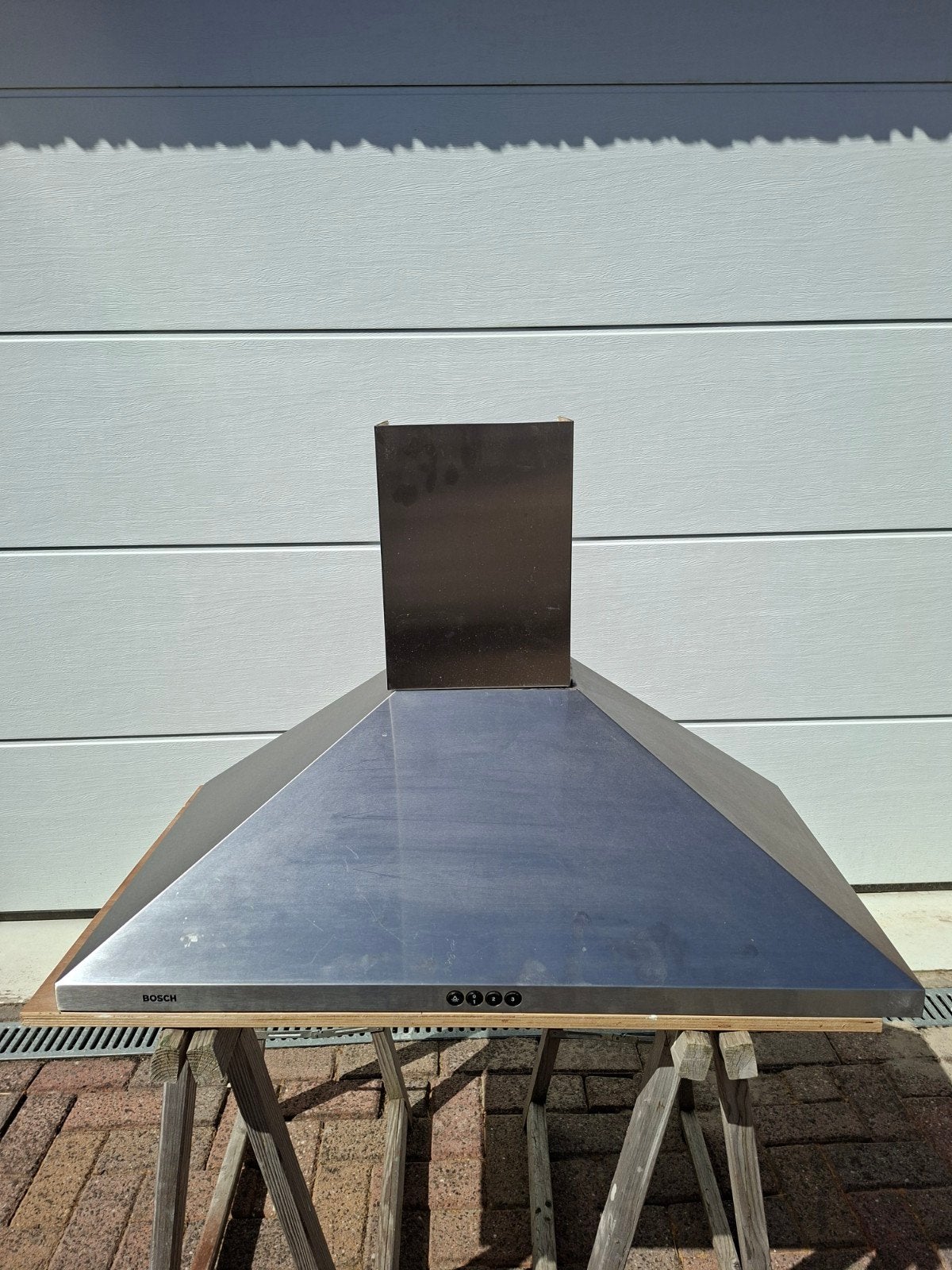 Bosch RVS afzuigkap 90 cm breed, Ophalen, Gebruikt, Wandschouwkap, Motor