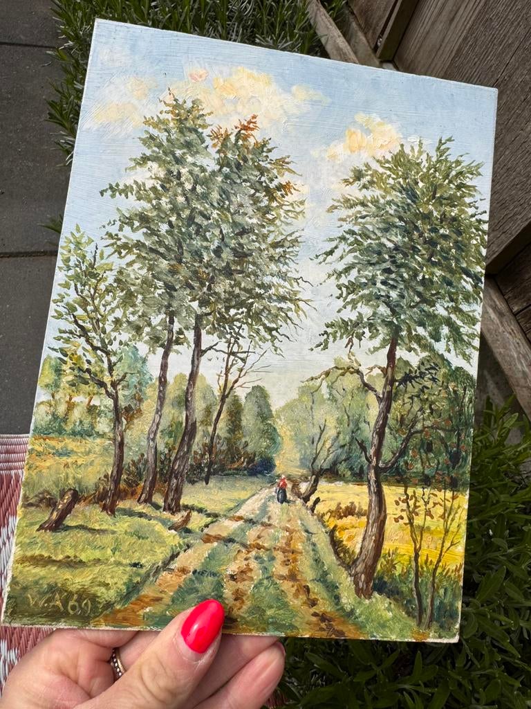 Schilderij Engerinksweg (Het Engerink) enschede W.H Aberson, Antiek en Kunst, Kunst | Schilderijen | Klassiek, Ophalen of Verzenden