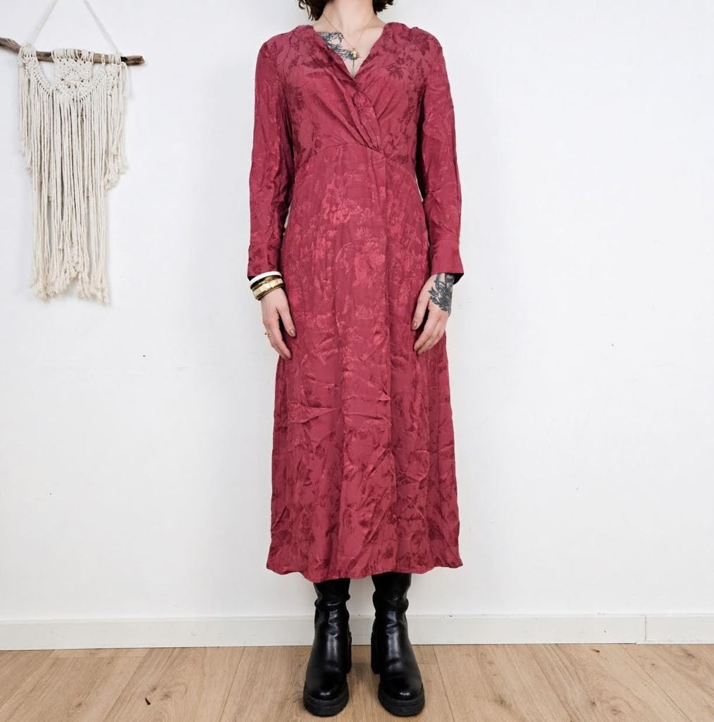 Zara Dames Rode Gebloemde Jurk Maat L, Zara, Maat 42/44 (L), Ophalen of Verzenden, Zo goed als nieuw